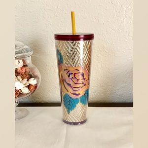 STARBUCKS QUILTED GOLD FLOWER Tumbler